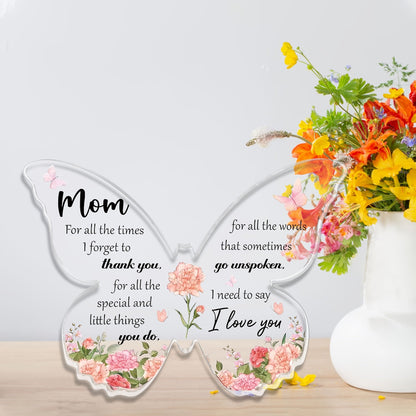 Schmetterling Acryl Deko – Muttertag Geschenk für Frauen – Vintage Stil, Dankbarkeit & Liebe, Tischdeko