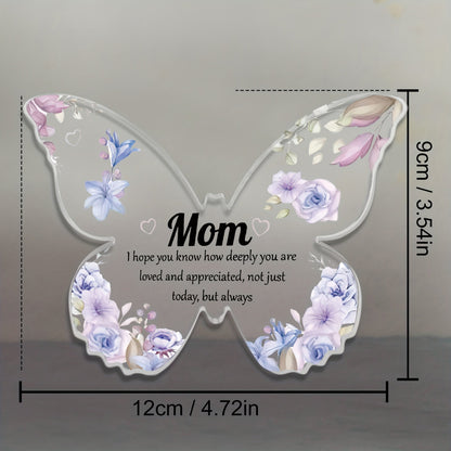 Schmetterling Deko Muttertag – Elegantes Acryl Geschenk für Mama, Vintage Stil, Tischdekoration mit Blumendesign und Spruch