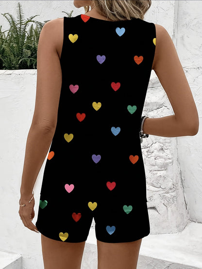 Damen Sommer-Pyjama-Set Elegant mit Blumenmuster – Lässige Schlaf- und Freizeitmode