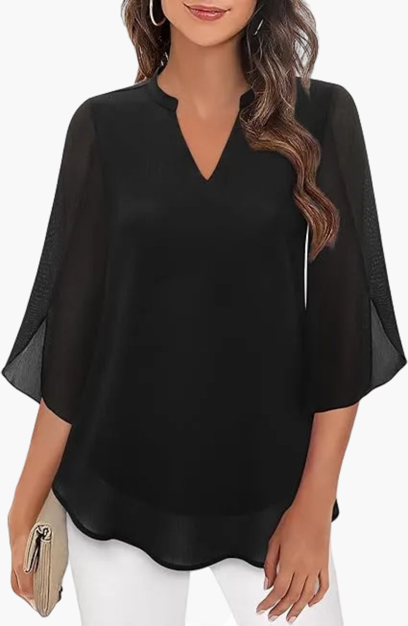 Damen Bluse Elegant Locker Halbarm – Modische Tunika für Büro & Freizeit