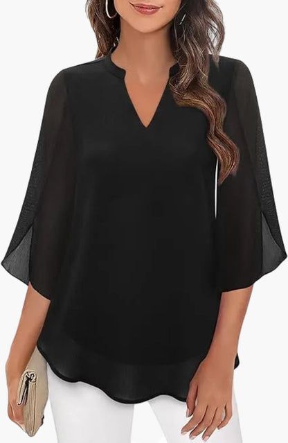 Damen Bluse Elegant Locker Halbarm – Modische Tunika für Büro & Freizeit