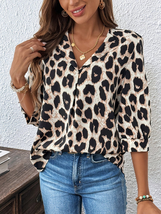 Damen Bluse mit Leopardenmuster – Eleganter Stil für Büro & Freizeit