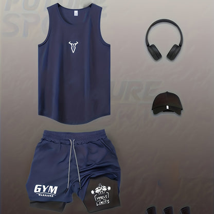 Herren Fitness Trainingsset – Muskelaufbau Tanktop & Shorts für Gym und Workout