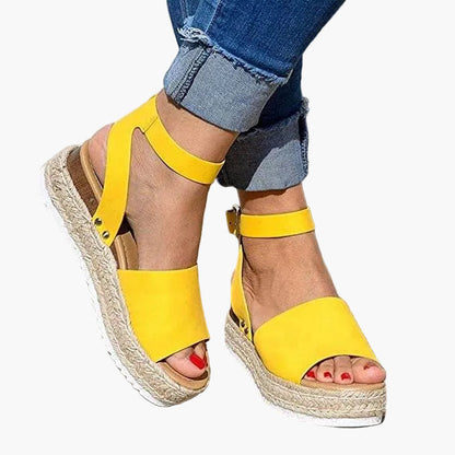 Damen Plateau-Sandalen mit Keilabsatz – Modische Sommerschuhe mit Knöchelriemen und Espadrille-Stil, ideal für Alltag & Urlaub