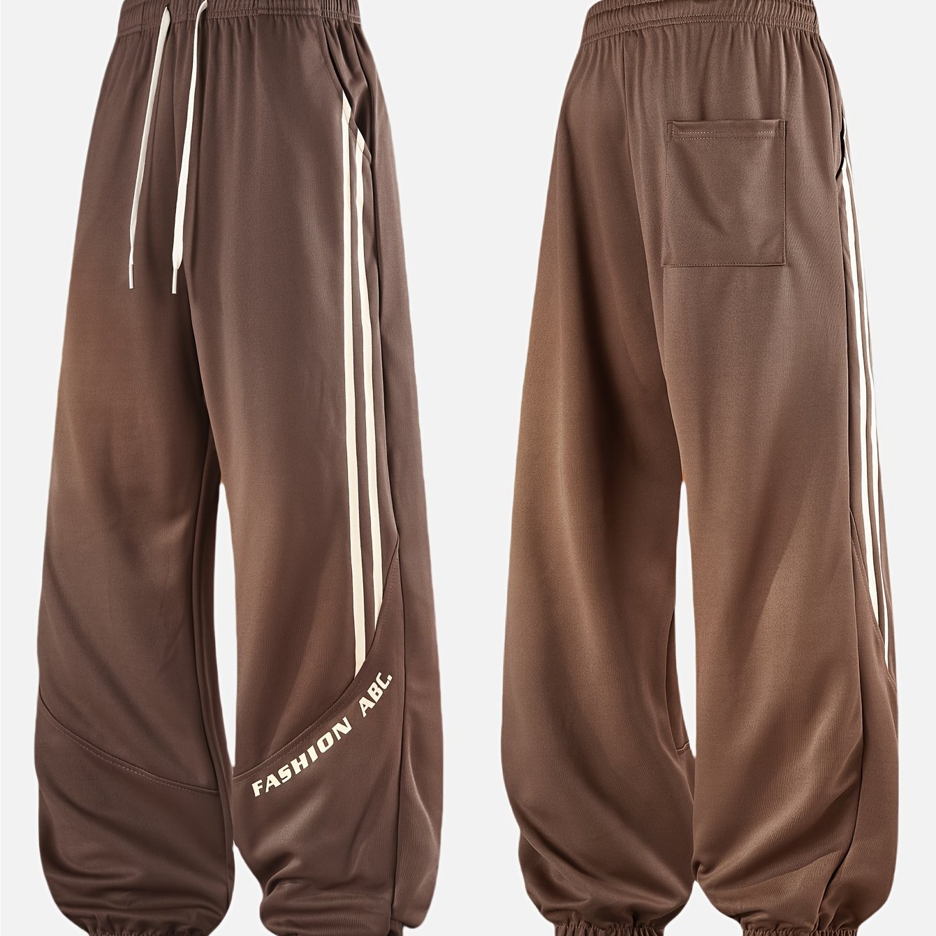 Herren Streetwear Jogginghose mit weitem Bein und Kontraststreifen – Urban Freizeitlook