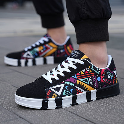 Herren Sneaker mit geometrischem Muster – Modische Freizeitschuhe für Outdoor & Alltag