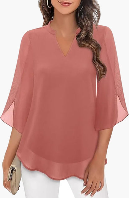 Damen Bluse Elegant Locker Halbarm – Modische Tunika für Büro & Freizeit