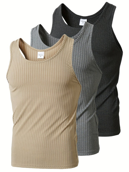 Herren Sportliche Tanktops 3er-Pack – Bequeme Freizeit- und Fitnessshirts