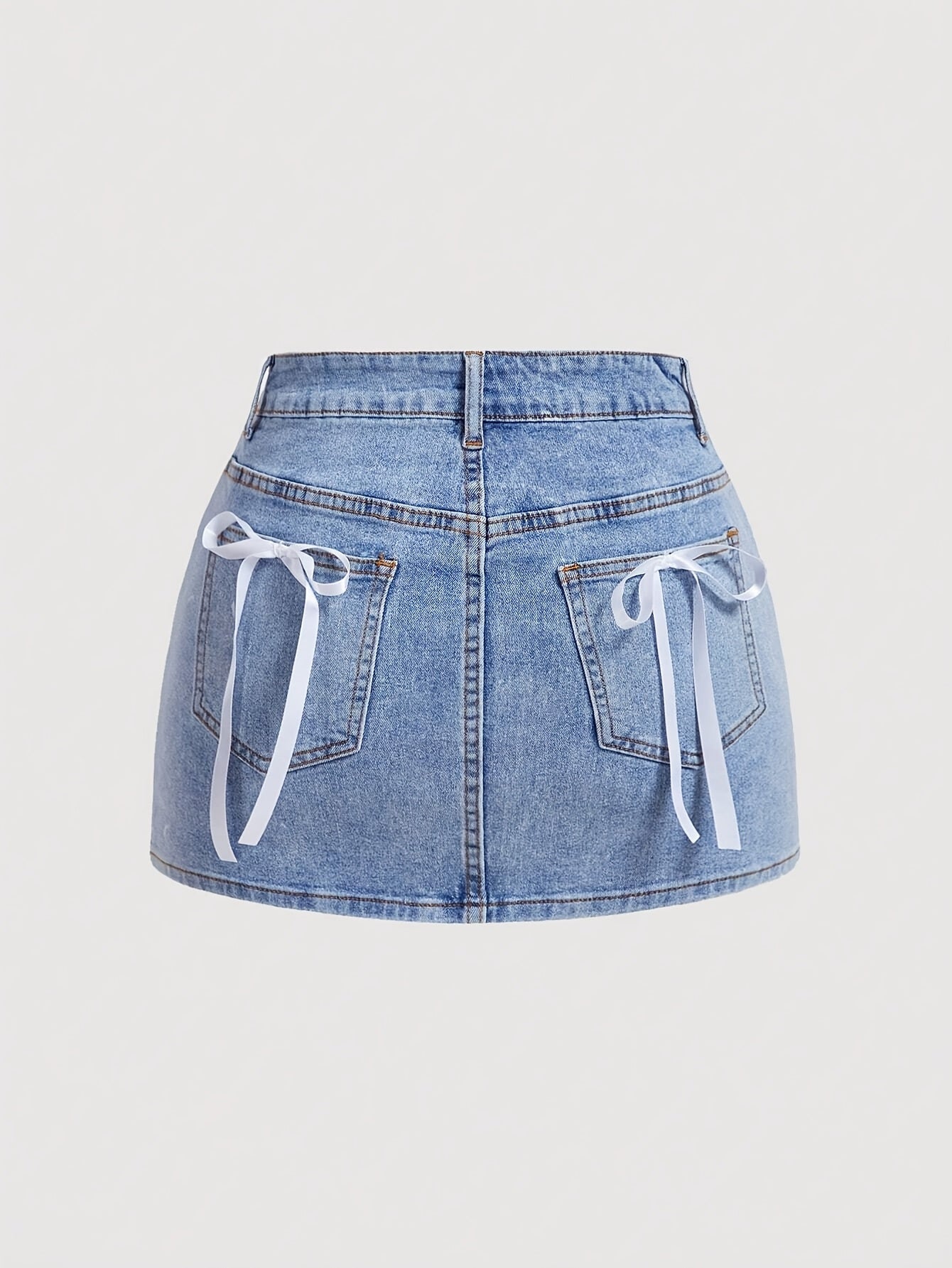 Damen Jeans Minirock mit Taschen und Schleifen – Modischer Streetstyle für Freizeit und Alltag
