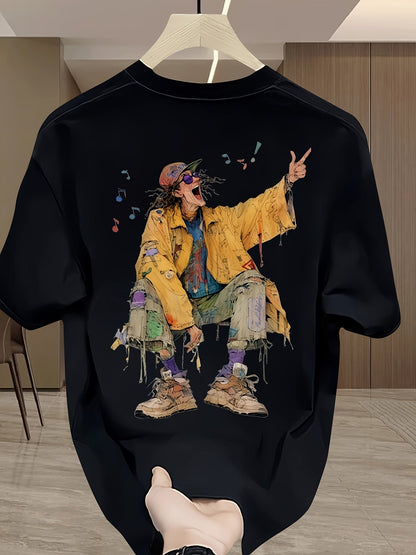 Herren Urban Streetwear T-Shirt mit künstlerischem Grafikdruck – Modernes Freizeitshirt