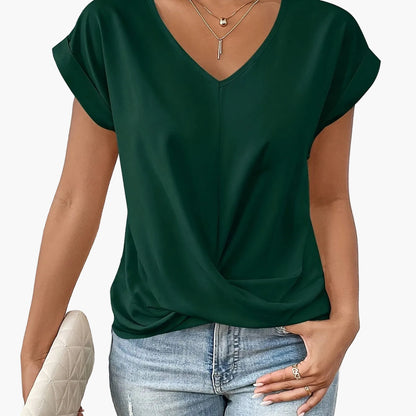 Damen Elegante Bluse mit V-Ausschnitt und Wickeldetail – Ideal für Büro und Freizeit