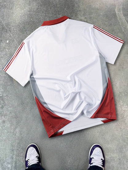 Herren Retro-Fußballtrikot im Streetwear-Design – Sportliches Poloshirt mit Vereinslogo