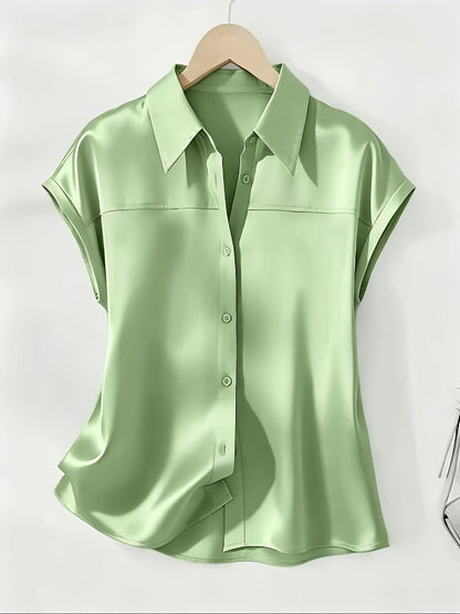 Damen Bluse mit Knopfleiste und Kragen – Elegante Kurzarmbluse für Büro und Alltag