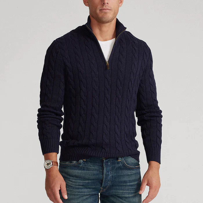 Herren Strickpullover mit Zopfmuster – Klassischer Freizeit- und Business-Look