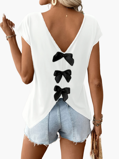 Damen Top mit tiefem Rückenausschnitt und Schleifen, eleganter Sommer-Look