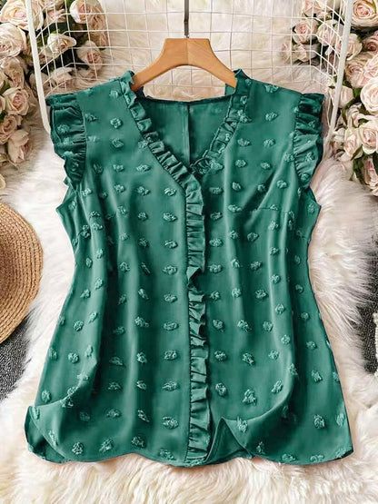 Damen Bluse Elegant mit Rüschen und Kurzarm – Perfekt für Freizeit und Büro