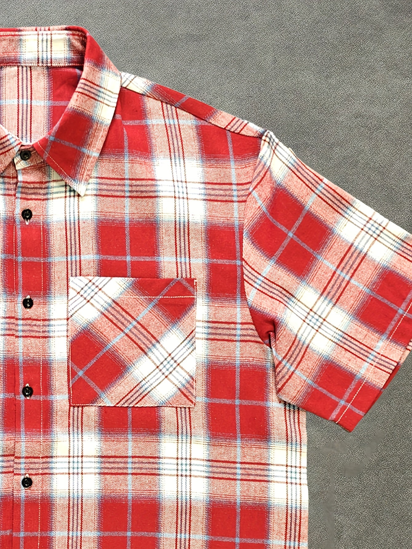 Herren Kurzarm Hemd Kariert Relaxed Fit Streetstyle