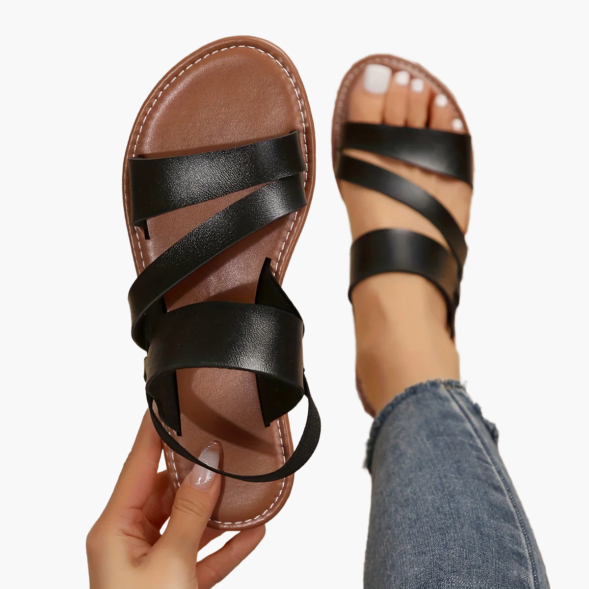 Damen Sommer-Sandalen mit Kreuzriemen für Freizeit und Alltag