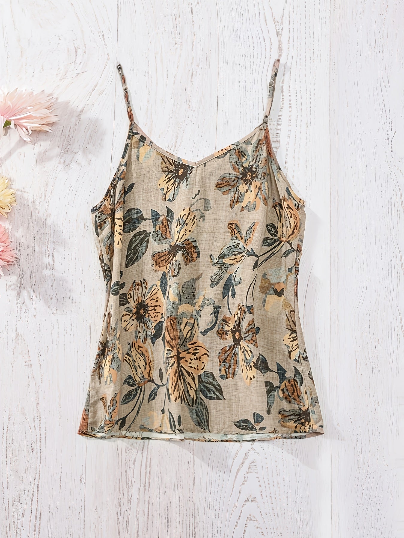 Damen Blusentop mit Blumenmuster und Spaghettiträgern – Elegantes Sommer-Top im Boho-Stil