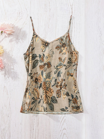 Damen Blusentop mit Blumenmuster und Spaghettiträgern – Elegantes Sommer-Top im Boho-Stil