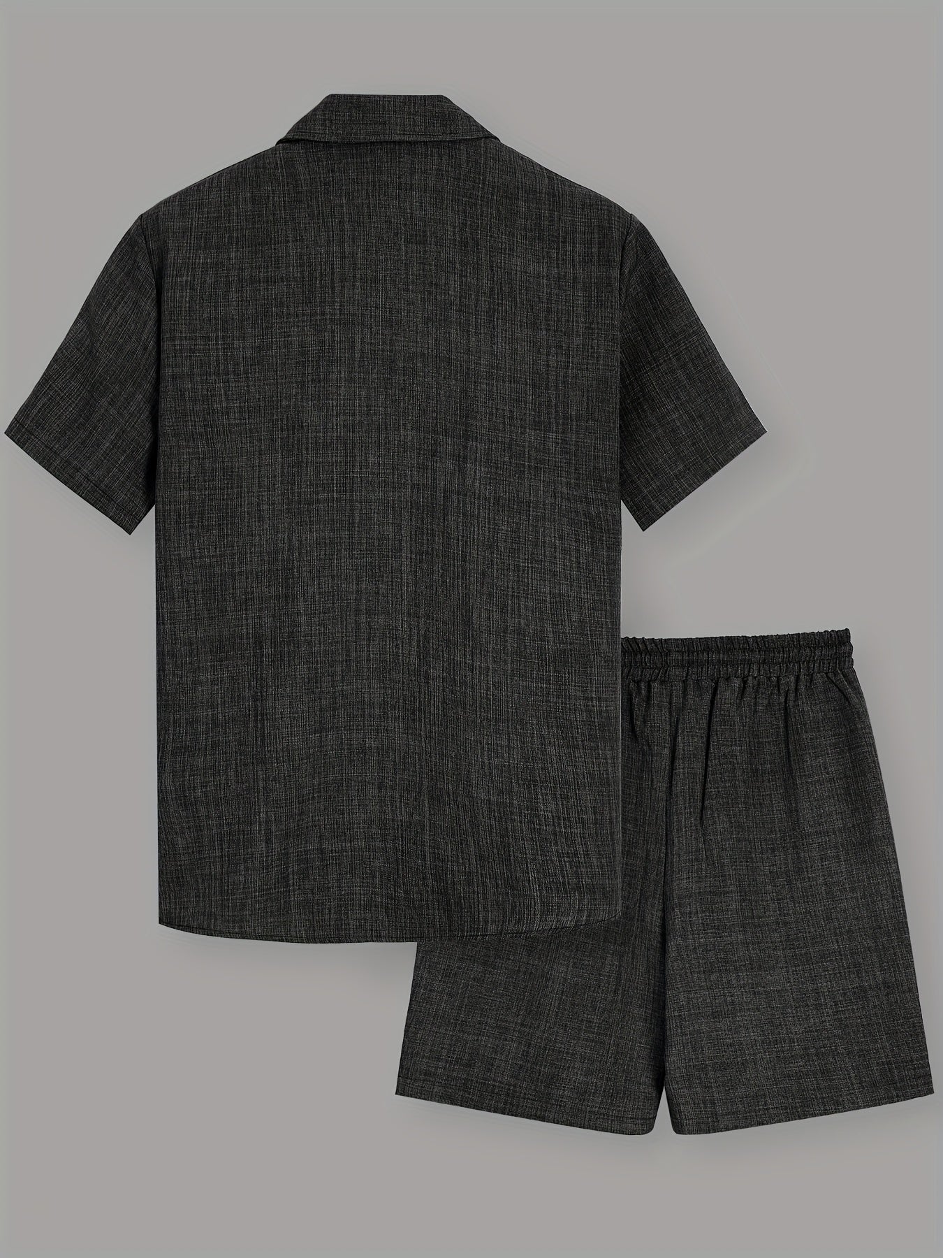 Herren Sommer Freizeit Set – Kurzarm Hemd & Shorts mit T-Shirt und Kette, Lässiger Zweiteiler für Alltag und Urlaub