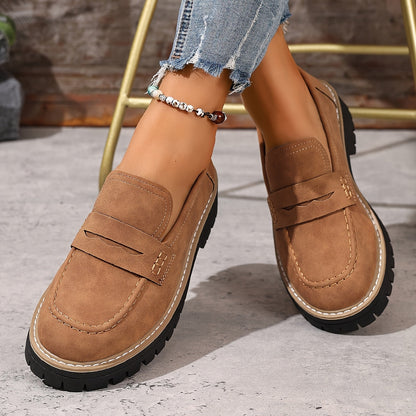 Damen Freizeit-Loafer mit Profilsohle – Bequeme Slip-On Schuhe für Alltag und Büro