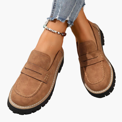 Damen Freizeit-Loafer mit Profilsohle – Bequeme Slip-On Schuhe für Alltag und Büro