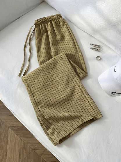 Damen Relaxed Fit Freizeithose mit Nadelstreifen – Bequemer Stil für Alltag und Lounge