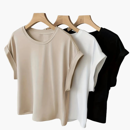 Damen Basic T-Shirt mit Umschlagärmeln – Casual Stil, Vielseitig kombinierbar