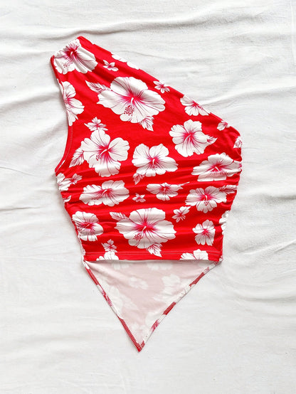 Damen Ein-Schulter Body mit Blumenmuster – Eleganter Sommer-Style für Alltag & Urlaub
