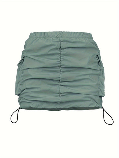 Damen Utility Minirock mit Kordelzug und Cargo-Taschen – Moderner Streetstyle