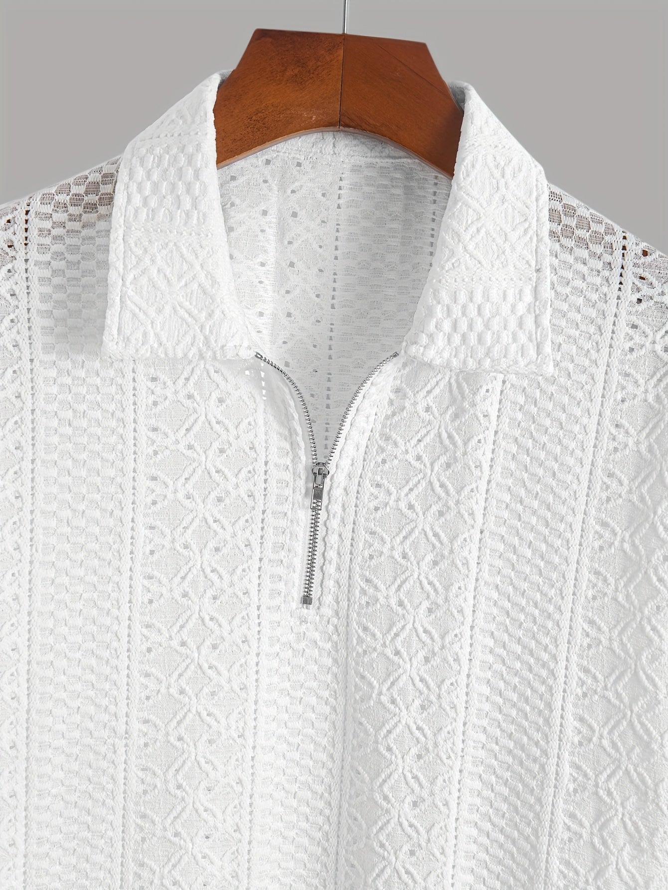 Herren Strickpolo mit Reißverschluss und modernem Strukturmuster – Eleganter Freizeitstil