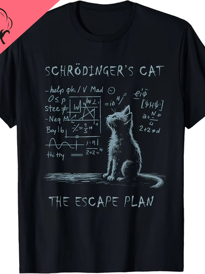 Herren T-Shirt Schrödingers Katze Escape Plan Wissenschaft Nerd Fun Shirt