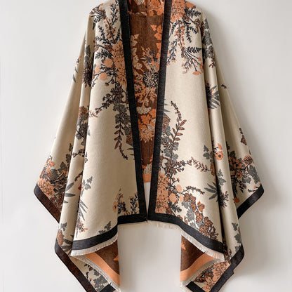 Damen Kimono Cardigan mit floralem Vintage-Muster – Elegante offene Umhangjacke für Freizeit und besondere Anlässe