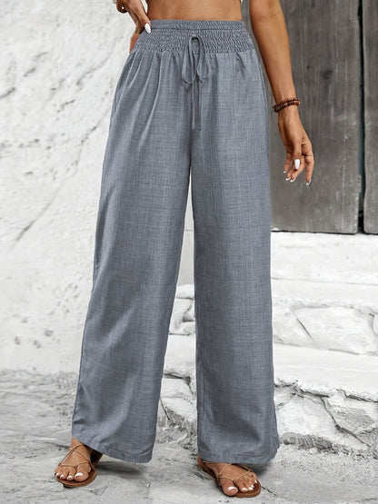 Damen Weitbeinige Freizeithose mit Elastikbund – Elegante Sommerhose für Alltag und Urlaub
