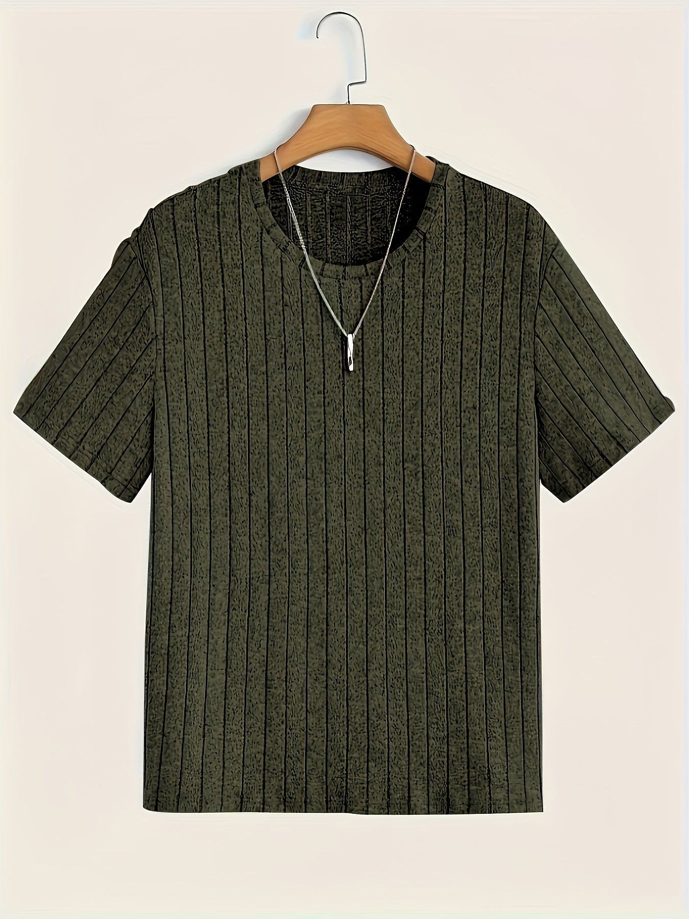 Herren T-Shirt mit vertikalem Rippendesign – Modernes Kurzarm Basic für stilvolle Outfits