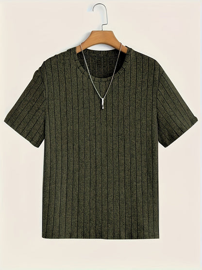 Herren T-Shirt mit vertikalem Rippendesign – Modernes Kurzarm Basic für stilvolle Outfits