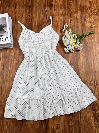 Damen Polka Dot Kleid mit Knopfleiste und Rüschen – Vintage-inspirierter Sommer-Look