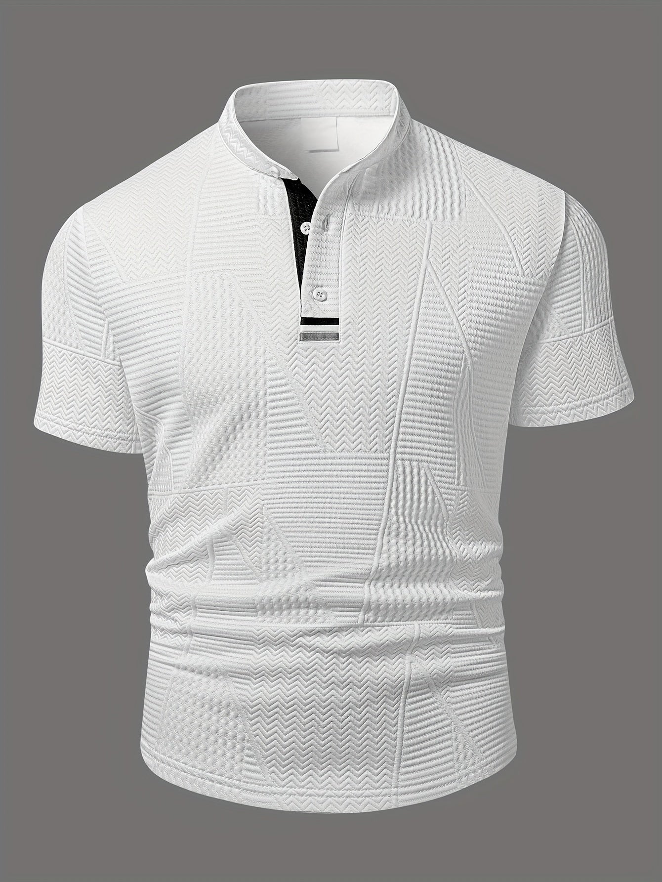 Herren Henley Shirt mit Strukturmuster – Modern, Smart-Casual, Vielseitig