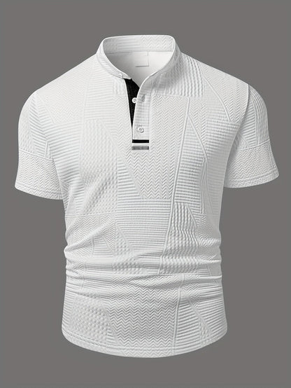 Herren Henley Shirt mit Strukturmuster – Modern, Smart-Casual, Vielseitig