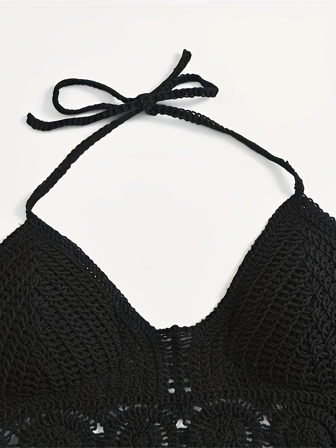 Damen Boho Häkel-Bralette Top mit Neckholder und Fransen – Festival & Strandmode