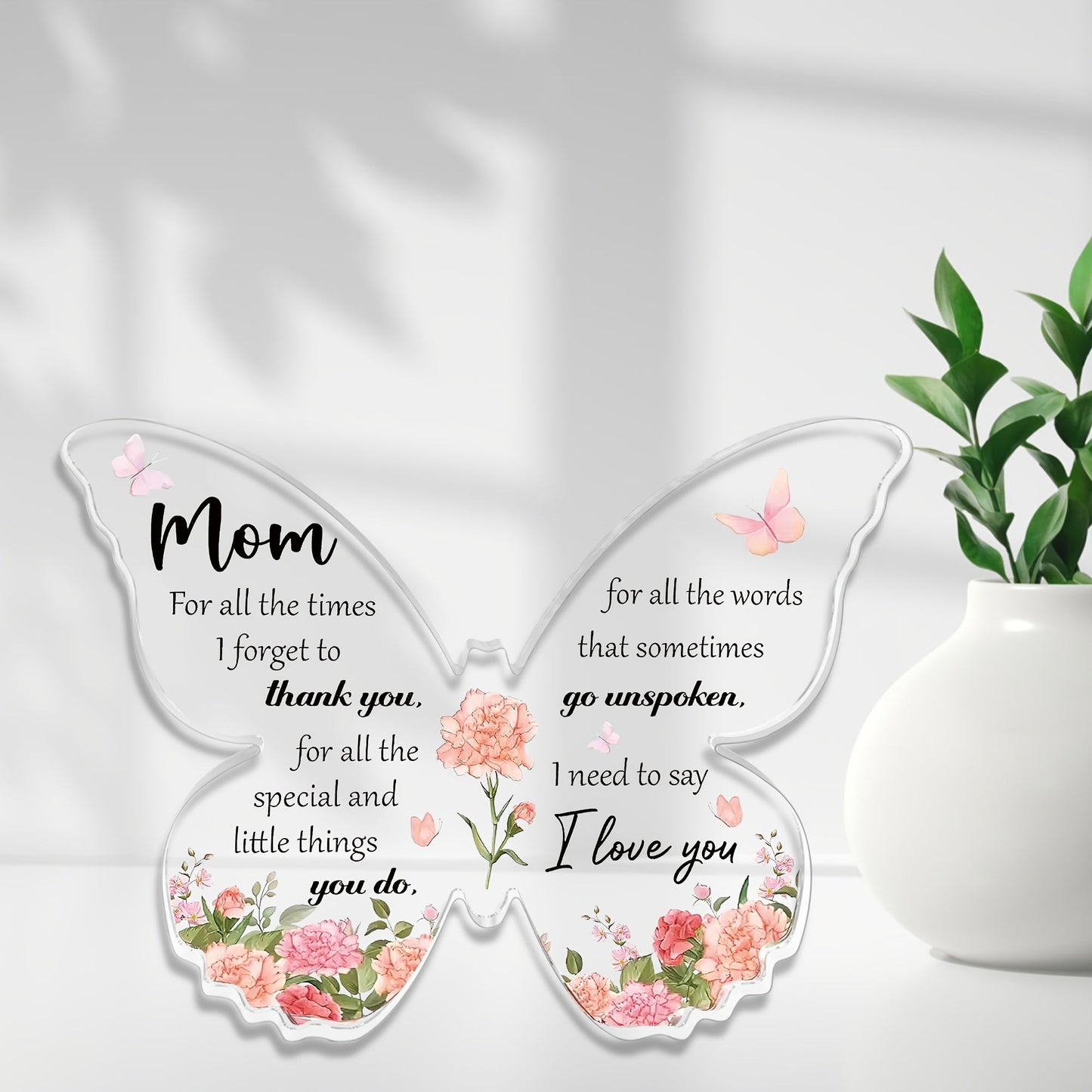 Schmetterling Acryl Deko – Muttertag Geschenk für Frauen – Vintage Stil, Dankbarkeit & Liebe, Tischdeko