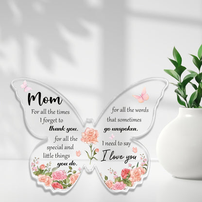 Schmetterling Acryl Deko – Muttertag Geschenk für Frauen – Vintage Stil, Dankbarkeit & Liebe, Tischdeko