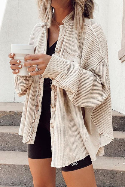 Stephanie – Damen Hemdjacke mit Reverskragen und langen Ärmeln