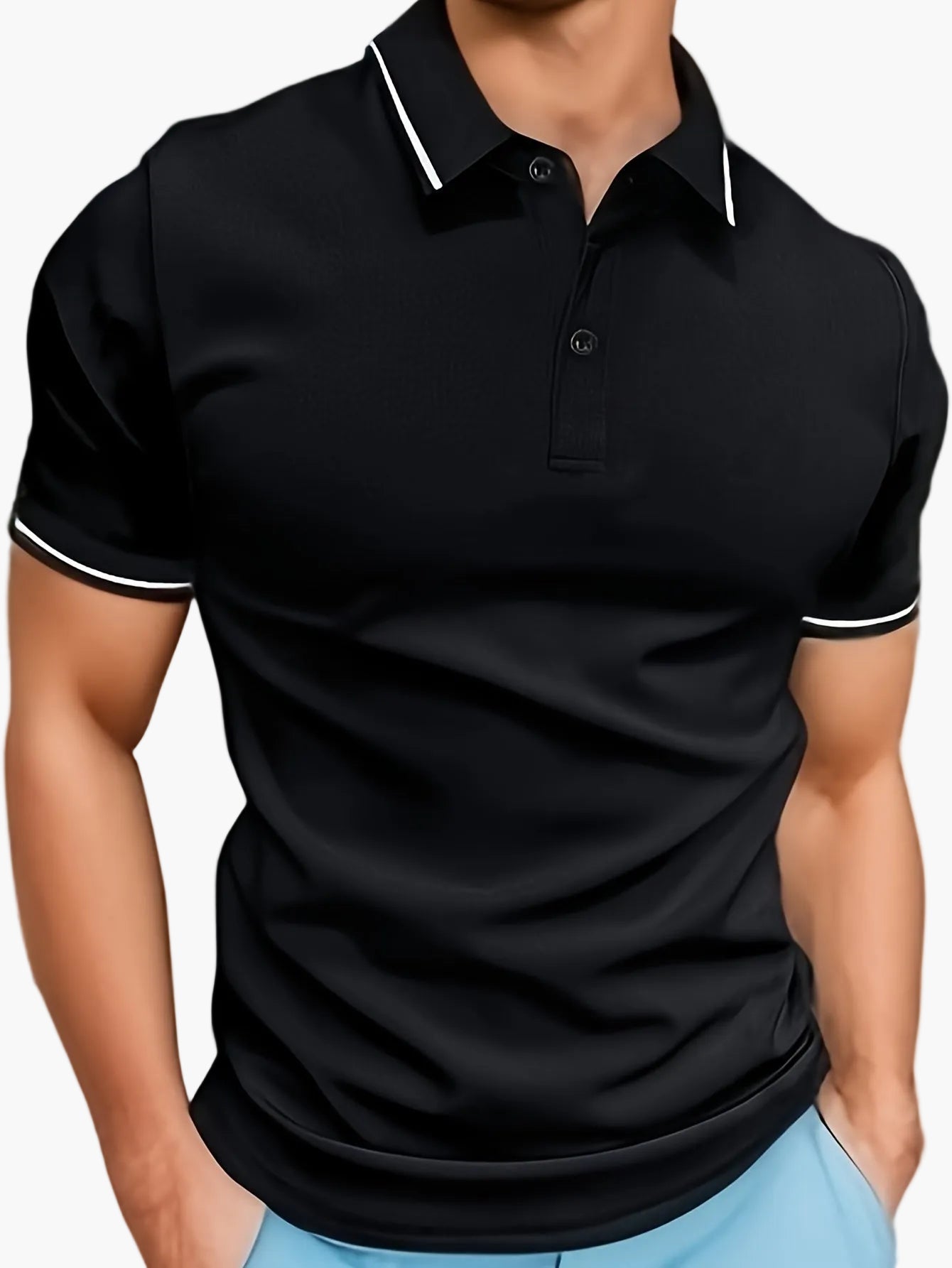 Herren Polo Shirt Modern Freizeitstil mit Kontrastkragen – Kurzarm, Bequemer Schnitt, Ideal für Alltag & Freizeit