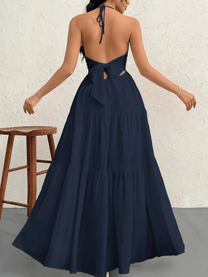 Damen Maxikleid Elegant mit Neckholder und A-Linien-Schnitt – Stilvolles Sommerkleid für besondere Anlässe