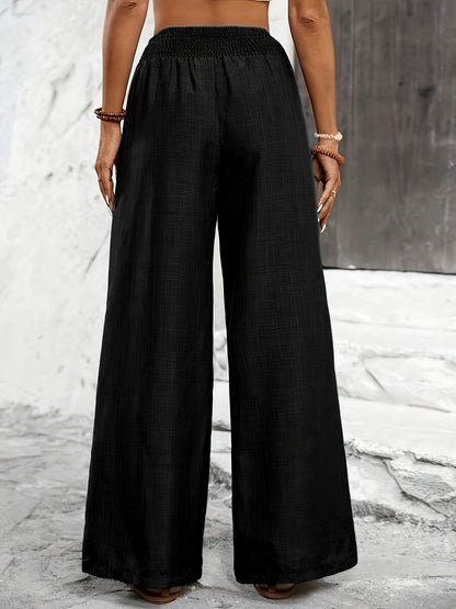 Damen Weitbeinige Freizeithose mit Elastikbund – Elegante Sommerhose für Alltag und Urlaub