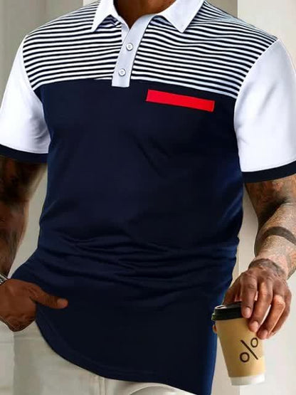 Herren Polohemd Modern Smart-Casual Streifen Design