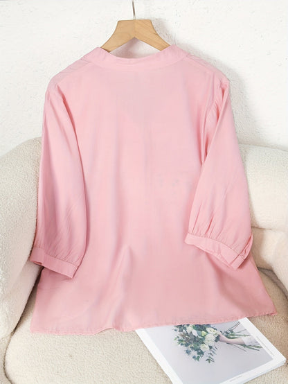 Damen Elegante Bluse mit Stickerei und lockerem Schnitt – Perfekt für Freizeit und Büro