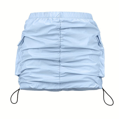 Damen Utility Minirock mit Kordelzug und Cargo-Taschen – Moderner Streetstyle